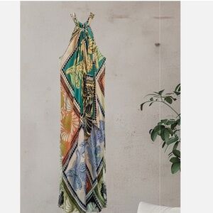 NWT ZARA ADJUSTABLE TIED HALTER NECK PRINTED DRESS ZW COLLECTION NWT